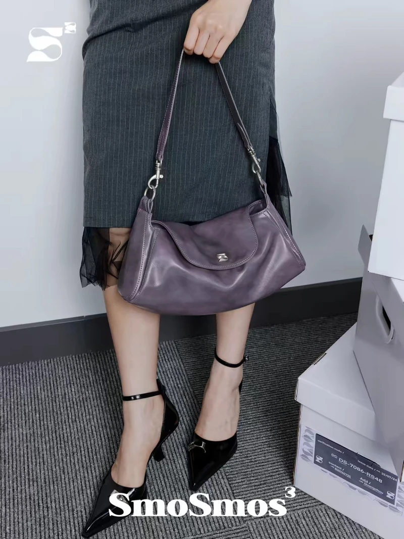 Purple-grey shoulder bag