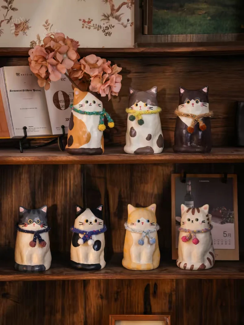 Cat ceramic vase